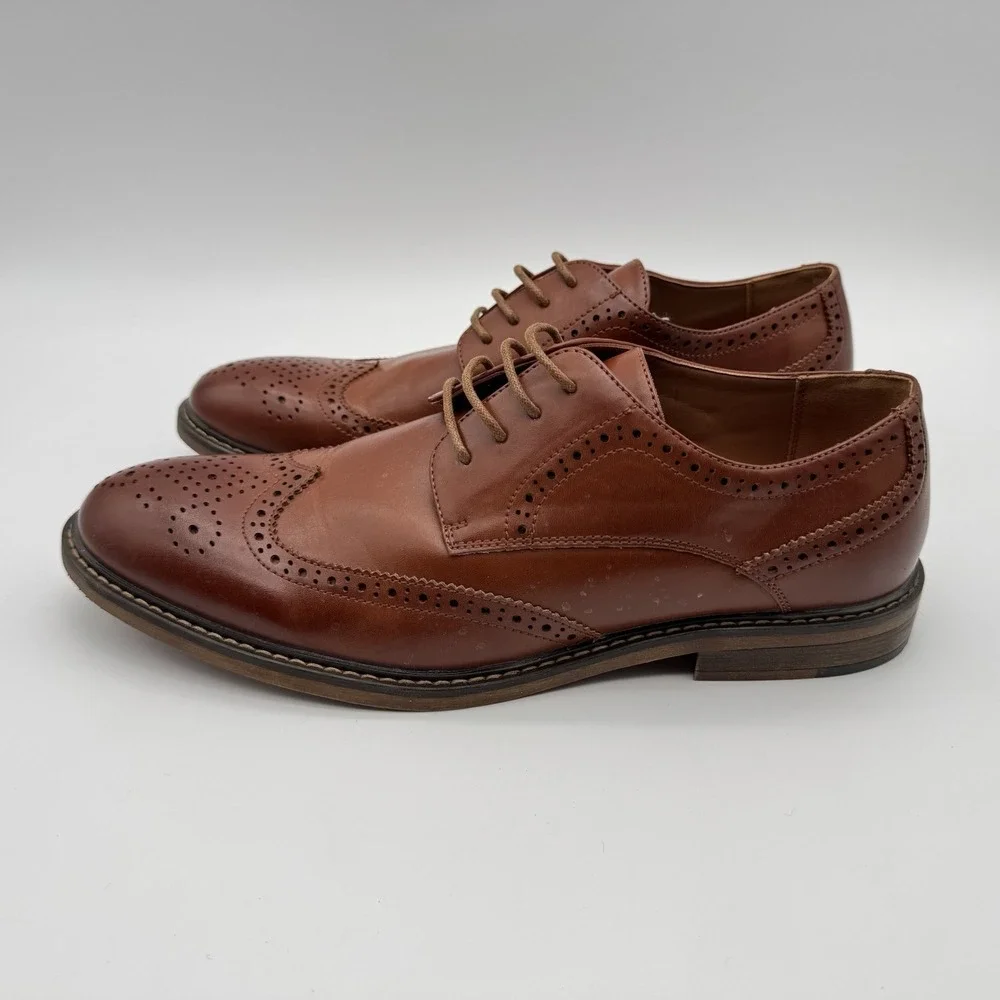Temeshu Men's US Size 9.5‎ Brown Dress Shoes Casual Oxford Business Formal Shoes